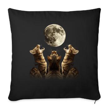 Bengal Cat Howling Moon - Sofa pillowcase 17,3'' x 17,3'' (45 x 45 cm) - black - Front
