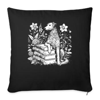 Irish Wolfhound Flower Book Reader - Sofa pillowcase 17,3'' x 17,3'' (45 x 45 cm) - black - Front