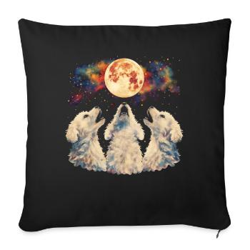 Bichon Frise Dog Howling Moon - Sofa pillowcase 17,3'' x 17,3'' (45 x 45 cm) - black - Front