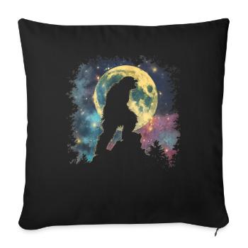 Bigfoot Sasquatch Yeti Howling Moon - Sofa pillowcase 17,3'' x 17,3'' (45 x 45 cm) - black - Front