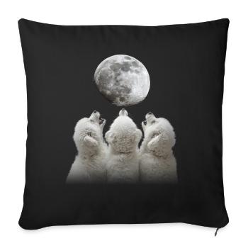 Bichon Frise Dog Howling Moon - Sofa pillowcase 17,3'' x 17,3'' (45 x 45 cm) - black - Front