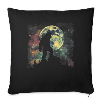 Bigfoot Sasquatch Yeti Howling Moon - Sofa pillowcase 17,3'' x 17,3'' (45 x 45 cm) - black - Front