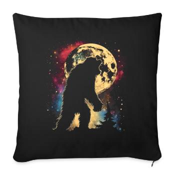 Bigfoot Sasquatch Yeti Lune Hurlante - Housse de coussin décorative 45 x 45 cm - noir - Devant
