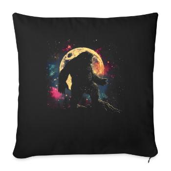 Bigfoot Sasquatch Yeti Howling Moon - Sofa pillowcase 17,3'' x 17,3'' (45 x 45 cm) - black - Front