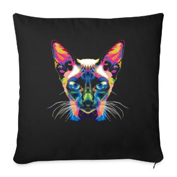 Siamese Cat Popart - Sofa pillowcase 17,3'' x 17,3'' (45 x 45 cm) - black - Front
