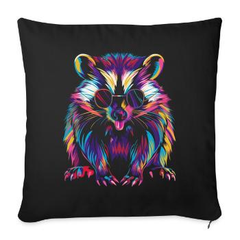 Skunk Animal Sunglasses Pop Art - Sofa pillowcase 17,3'' x 17,3'' (45 x 45 cm) - black - Front