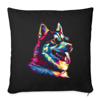 Siberian Husky Dog Sunglasses Popart - Sofa pillowcase 17,3'' x 17,3'' (45 x 45 cm) - black - Front