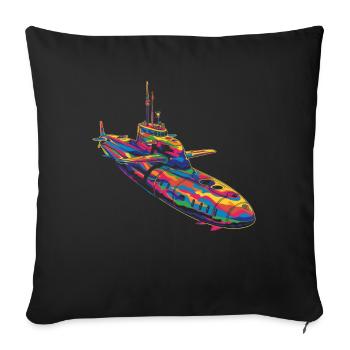 Sous-marin sous-marinier Veteran Popart - Housse de coussin décorative 45 x 45 cm - noir - Devant