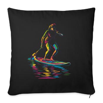 SUP Stand Up Paddling Paddle Board Popart - Sofa pillowcase 17,3'' x 17,3'' (45 x 45 cm) - black - Front