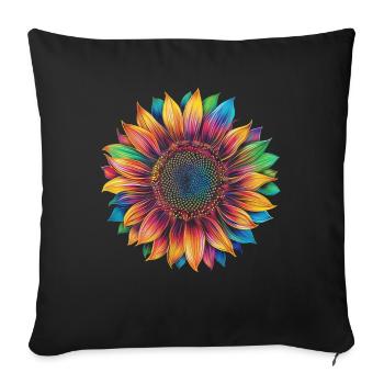 Sunflower Flower Popart - Sofa pillowcase 17,3'' x 17,3'' (45 x 45 cm) - black - Front