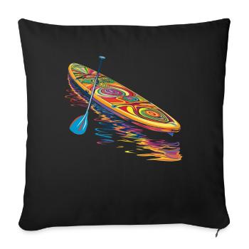 SUP Stand Up Paddling Paddle Board Popart - Sofa pillowcase 17,3'' x 17,3'' (45 x 45 cm) - black - Front