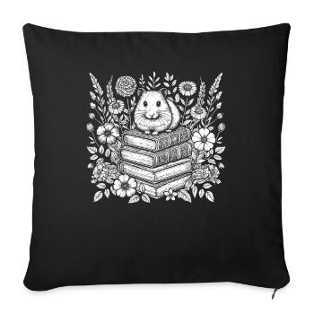 Hamster Gold Hamster Flower Book Reader - Sofa pillowcase 17,3'' x 17,3'' (45 x 45 cm) - black - Front