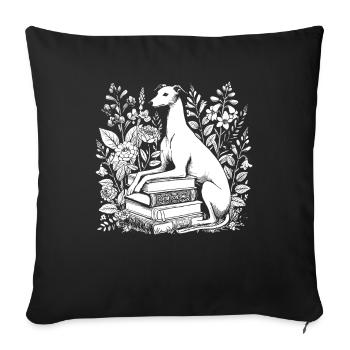 Greyhound Greyhound Flower Book Reader - Sofa pillowcase 17,3'' x 17,3'' (45 x 45 cm) - black - Front