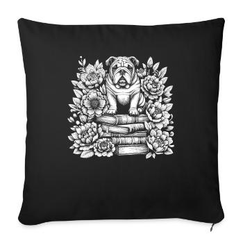Bulldog Flower Book Reader Floral Cottagecore - Sofa pillowcase 17,3'' x 17,3'' (45 x 45 cm) - black - Front