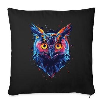 Hibou - Housse de coussin décorative 45 x 45 cm - noir - Devant