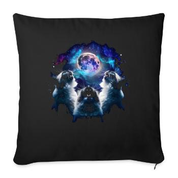 Birman Cat Howling Moon - Sofa pillowcase 17,3'' x 17,3'' (45 x 45 cm) - black - Front