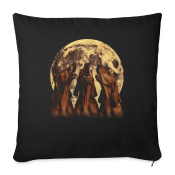 Limier Chien Lune Hurlante - Housse de coussin décorative 45 x 45 cm - noir - Devant
