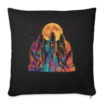 Bloodhound Dog Howling Moon - Sofa pillowcase 17,3'' x 17,3'' (45 x 45 cm) - black - Front