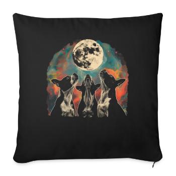 Boston Terrier Dog Howling Moon - Sofa pillowcase 17,3'' x 17,3'' (45 x 45 cm) - black - Front
