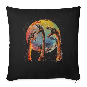 Brachiosaurus Dinosaurier Heulender Mond - Sofakissenbezug 45 x 45 cm - Schwarz - Vorne