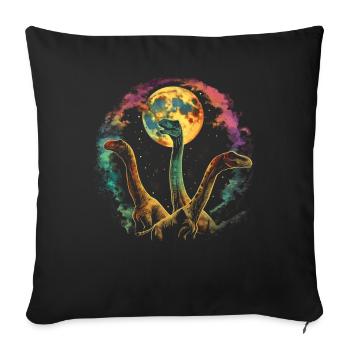 Brachiosaurus Dinosaurier Heulender Mond - Sofakissenbezug 45 x 45 cm - Schwarz - Vorne