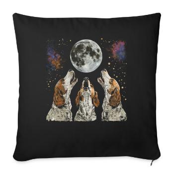Brittany Spaniel Dog Howling Moon - Sofa pillowcase 17,3'' x 17,3'' (45 x 45 cm) - black - Front