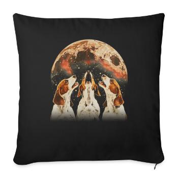 Brittany Spaniel Chien Lune Hurlante - Housse de coussin décorative 45 x 45 cm - noir - Devant