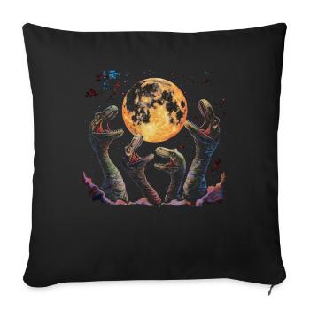 Brontosaurus Dinosaur Howling Moon - Sofa pillowcase 17,3'' x 17,3'' (45 x 45 cm) - black - Front