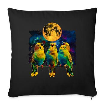 Budgie Budgie Parrot Howling Moon - Sofa pillowcase 17,3'' x 17,3'' (45 x 45 cm) - black - Front