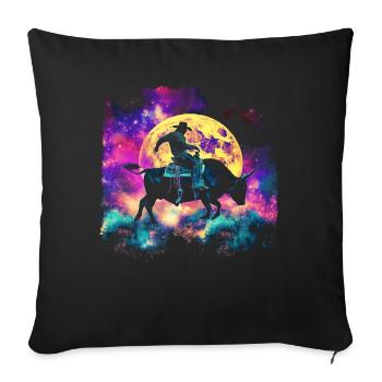 Bullrider Bull Riding Cowboy Howling Moon - Sofa pillowcase 17,3'' x 17,3'' (45 x 45 cm) - black - Front