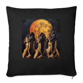 Bullmastiff Dog Howling Moon - Sofa pillowcase 17,3'' x 17,3'' (45 x 45 cm) - black - Front