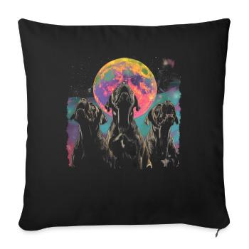 Bullmastiff Dog Howling Moon - Sofa pillowcase 17,3'' x 17,3'' (45 x 45 cm) - black - Front