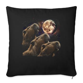 Capybara Capibara Howling Moon - Sofa pillowcase 17,3'' x 17,3'' (45 x 45 cm) - black - Front
