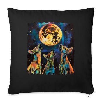 Chihuahua Hund Heulender Mond - Sofakissenbezug 45 x 45 cm - Schwarz - Vorne