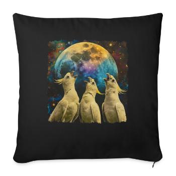 Nymphensittich Papagei Heulender Mond - Sofakissenbezug 45 x 45 cm - Schwarz - Vorne