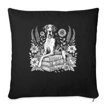 Great Dane Flower Book Reader - Sofa pillowcase 17,3'' x 17,3'' (45 x 45 cm) - black - Front