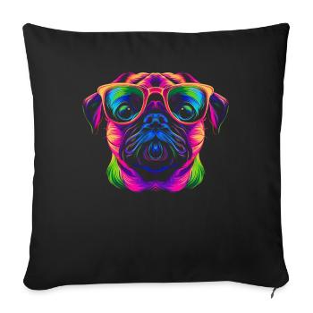 Pug Dog Sunglasses Popart - Sofa pillowcase 17,3'' x 17,3'' (45 x 45 cm) - black - Front