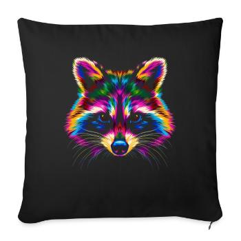 Raccoon possum street cat popart - Sofa pillowcase 17,3'' x 17,3'' (45 x 45 cm) - black - Front