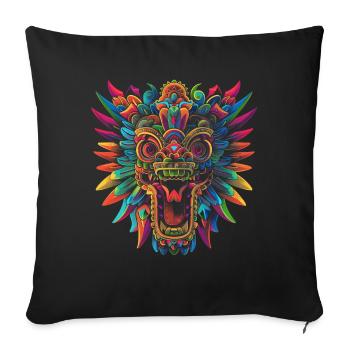 Quetzalcoatl Dieu aztèque mythologie Maya Inca Popa - Housse de coussin décorative 45 x 45 cm - noir - Devant