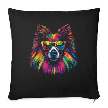 Shetland Sheepdogs Dog Sunglasses Popart - Sofa pillowcase 17,3'' x 17,3'' (45 x 45 cm) - black - Front