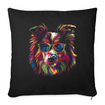 Shetland Sheepdogs Dog Sunglasses Popart - Sofa pillowcase 17,3'' x 17,3'' (45 x 45 cm) - black - Front