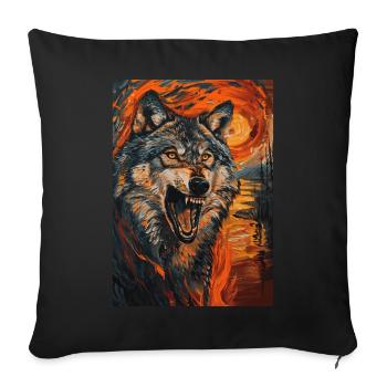 Wolf - Sofakissenbezug 45 x 45 cm - Schwarz - Vorne