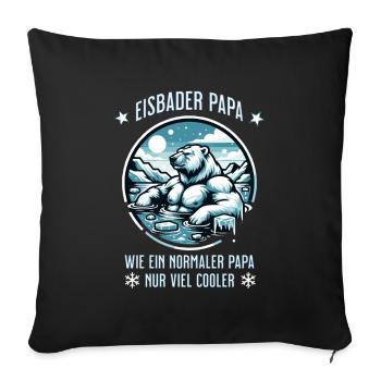 Der Eisbär Eisbader – Kältetherapie im Eisbad - Sofakissenbezug 45 x 45 cm - Schwarz - Vorne