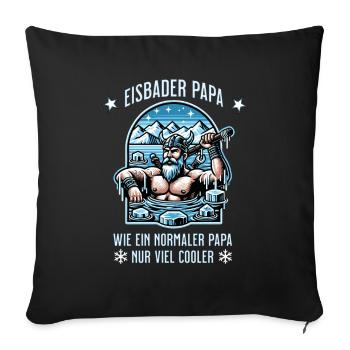 Der Wikinger Eisbader – Eisbaden im ewigen Eis - Sofakissenbezug 45 x 45 cm - Schwarz - Vorne