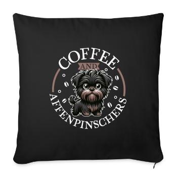 Café et Affenpinscher - Housse de coussin décorative 45 x 45 cm - noir - Devant