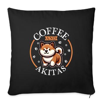 Coffee and Akita - Sofa pillowcase 17,3'' x 17,3'' (45 x 45 cm) - black - Front