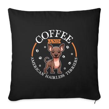Coffee and American Hairless Terrier - Sofa pillowcase 17,3'' x 17,3'' (45 x 45 cm) - black - Front