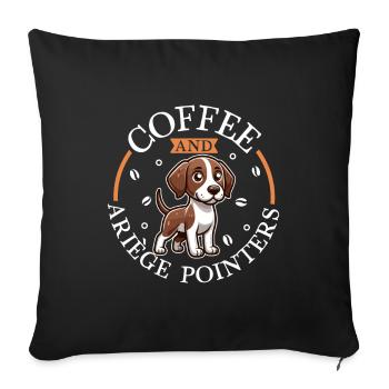 Kaffee und Braque de l'Ariège - Sofakissenbezug 45 x 45 cm - Schwarz - Vorne