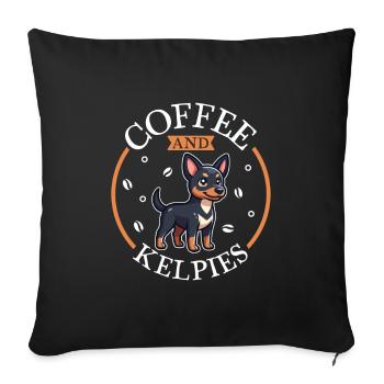 Coffee and Australian Kelpie - Sofa pillowcase 17,3'' x 17,3'' (45 x 45 cm) - black - Front