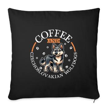 Kaffee und Tschechoslowakischer Wolfhund - Sofakissenbezug 45 x 45 cm - Schwarz - Vorne